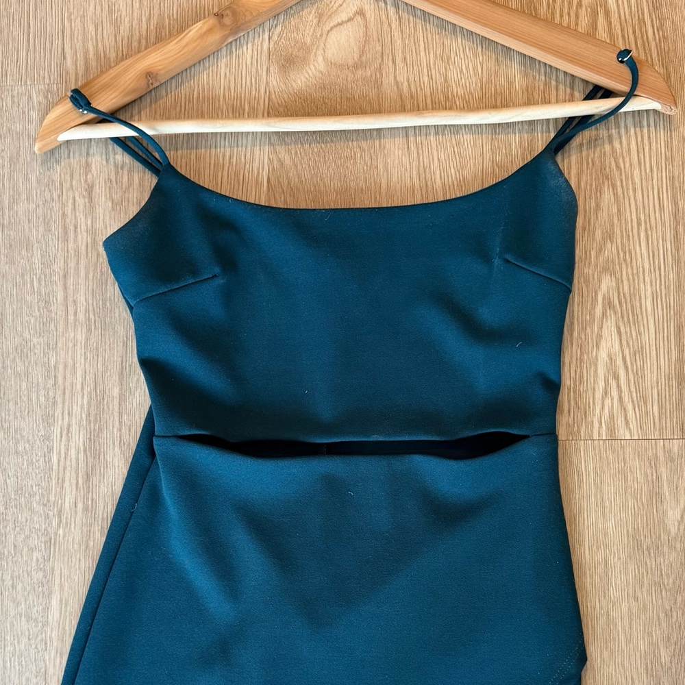 Lulu’s Teal Cutout Mini Dress